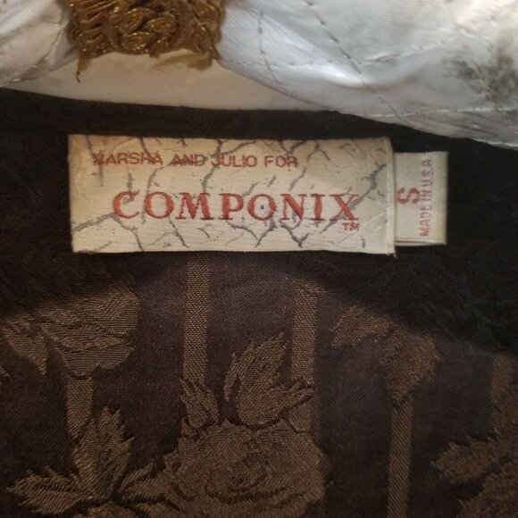 Marsha and Julio for Componix Womens Small Scoop Neck Brown Floral Jacquard Top - Picture 4 of 8